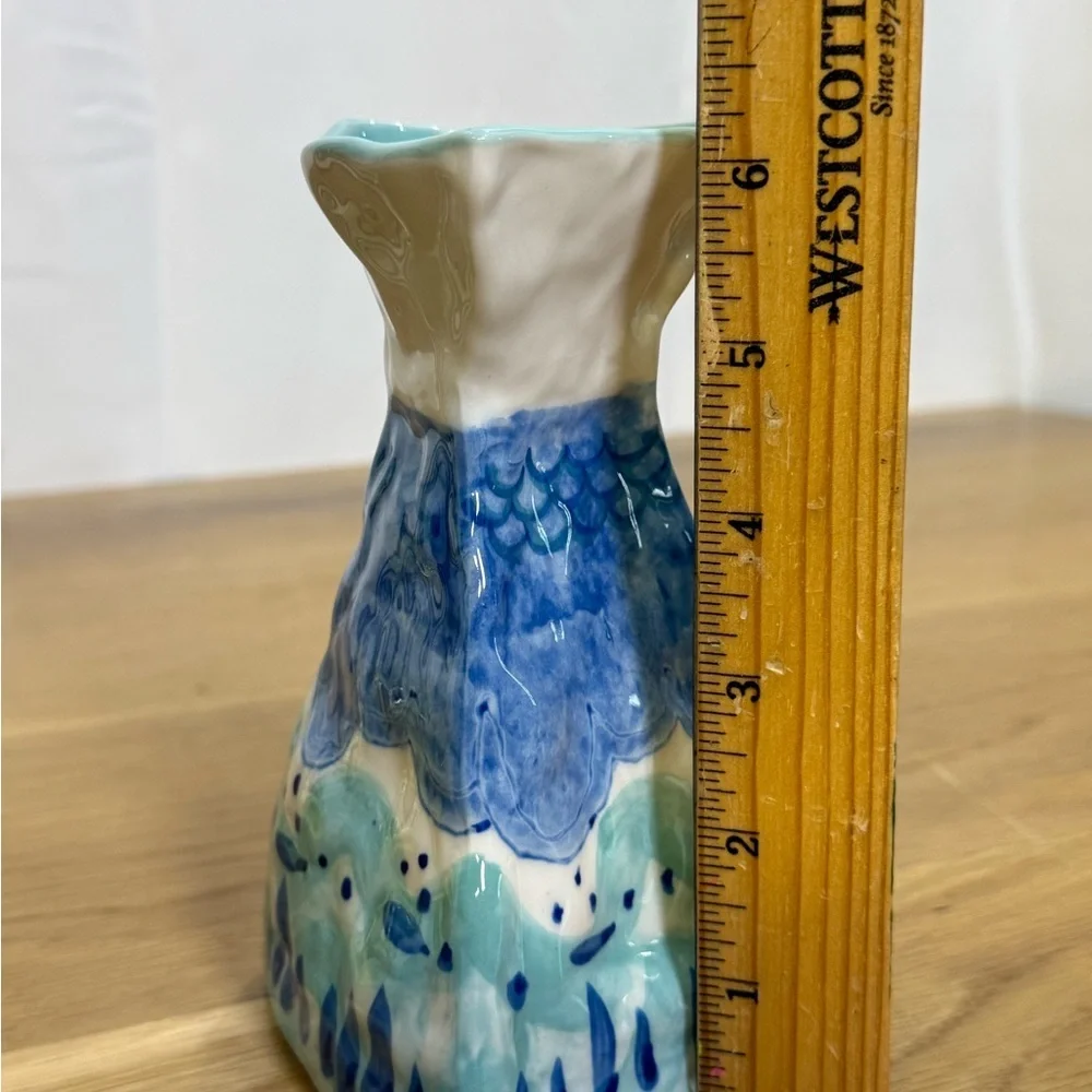 Colorful Hand Painted Ceramic Bud Vase Set Folk Art Boho Decor Set of 3